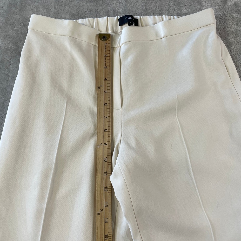 Theory Treeca Pull On Admiral Crepe Pants Womens 8 Cream Off White Office Career - Picture 4 of 12